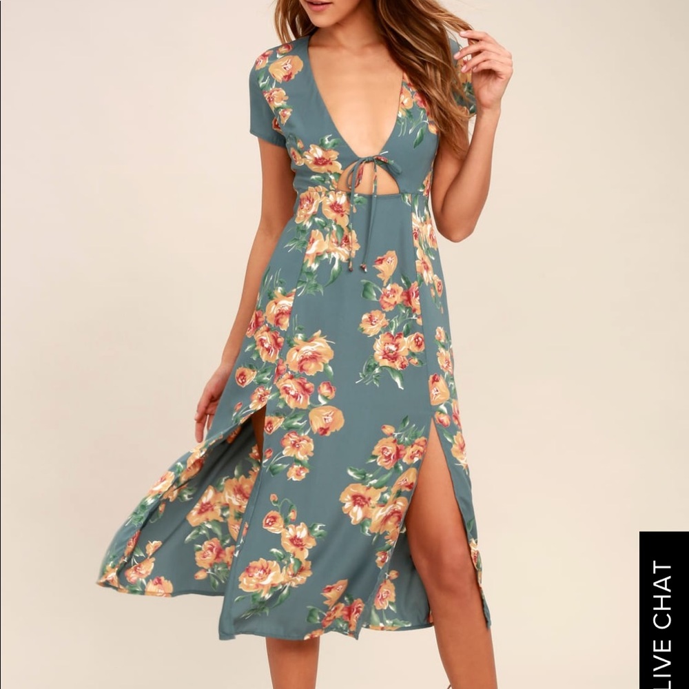 Best Day Of My Life Dusty Sage Floral Midi Dress